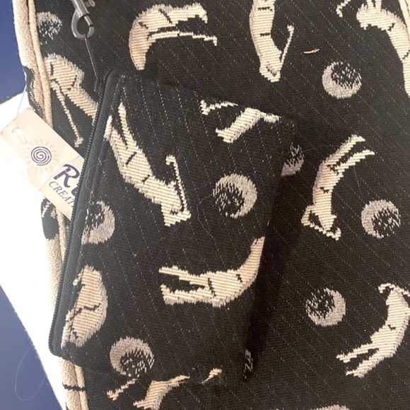 NWT Rea Creations Golf Print Golf Shoe Tote Bag With Attached Tee/Coin Bag - Picture 3 of 5